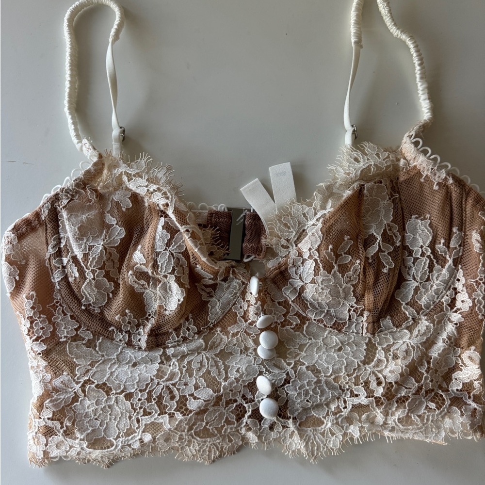 For love and lemons Lace Bralette in Cream and Tan